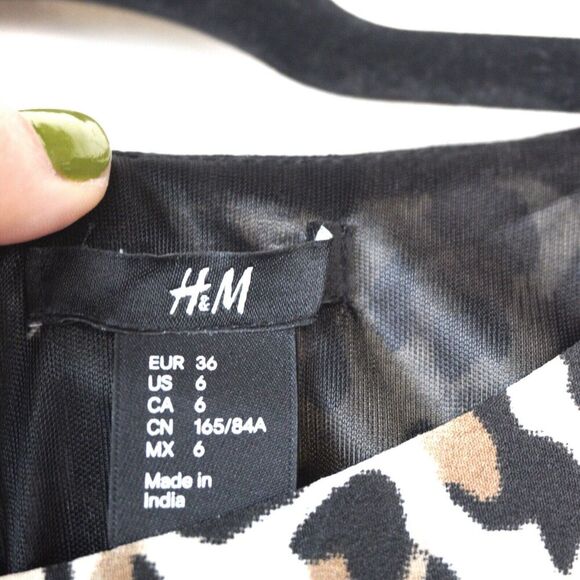 NWT H&M Leopard Print Mini Dress Sz 6 Scoop Neck Party Outing Rodeo Country - Picture 4 of 6